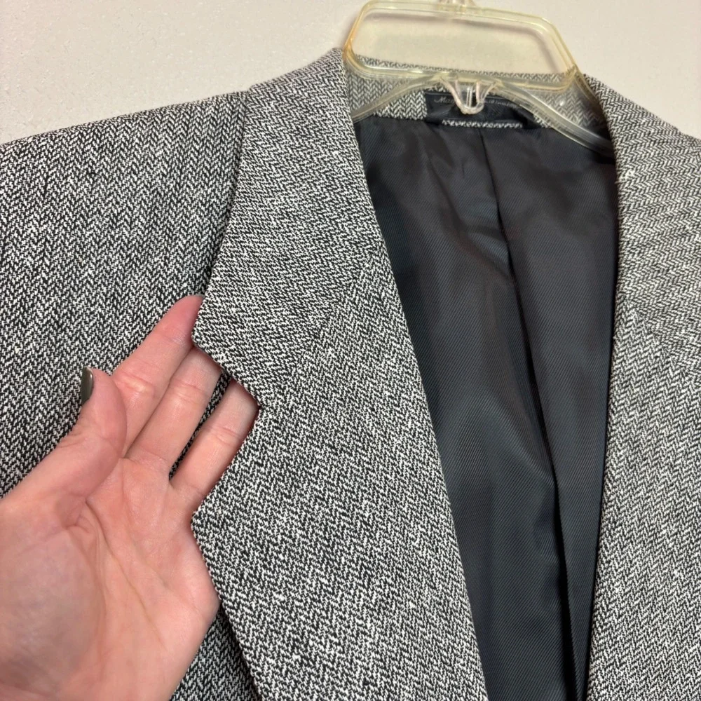 Bert Pulitzer Blazer Mens 50L Grey 80s Silk Herringbone Collectors Edition Sport